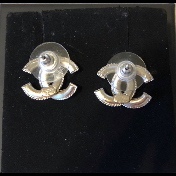 -SOLD- Authentic Chanel CC Crystal Stud Earrings - Picture 4 of 6